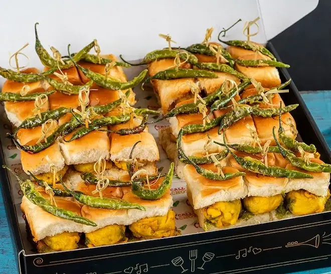 36 vada pav sliders in a party box