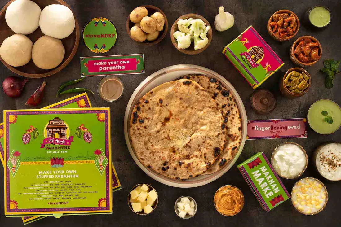 Make-your-own parantha spread with doughs, stuffings and butters