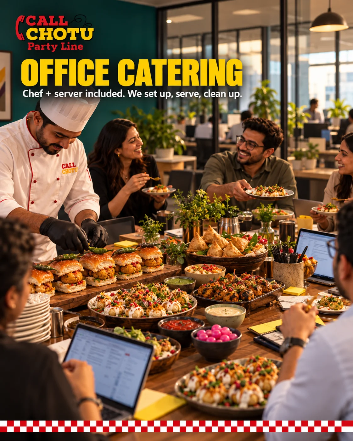 Office catering: chef and server included, we set up, serve and clean up